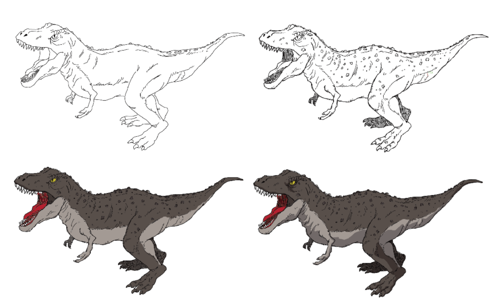 恐竜イラスト過程